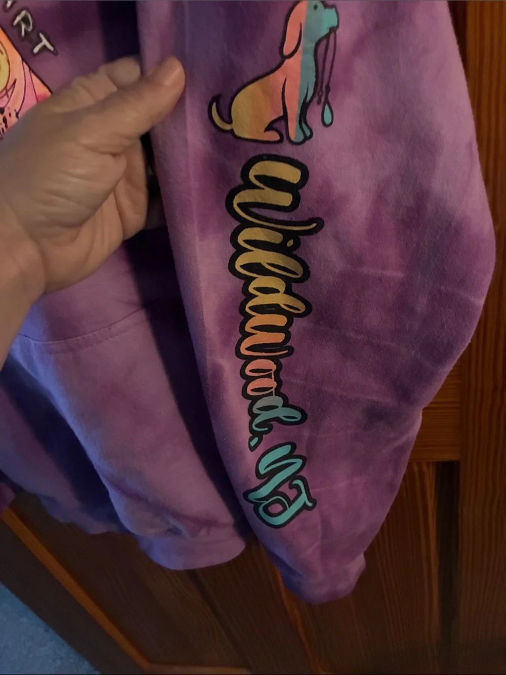 Purple Tie-Dye Dog Hoodie with Colorful Pit Bull Graphic